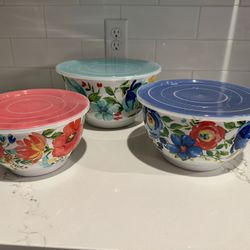 Pioneer Woman Melamine Bowl Set With Lids 