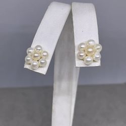 Beautiful 10k yellow gold earrings with natural freshwater pearls