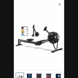 MERACH - Air Rowing Machine with 10-Level Air Resistance, 20+ Training Modes, Performance Monitor & Vertical Storage - Black