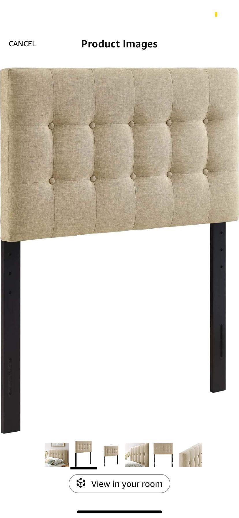 Beige Headboard Twin Bed