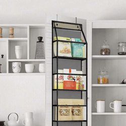 Preorder 1pc 130cm 4-Compartment Foldable Hanging Bag For Snacks, Toys, Clothes Storage, Grey, W/2 Hooks For Wall/Cabinet/Door Hanging In Kitchen/Bath