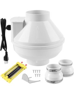 Radon Fan Kit, with Rubber Couplers (4 to 3 Inch,fits 3" PVC), Quiet 260 CFM Quickly Mitigate Radon, Air Pressure Indicator, Ip67 Waterproof, Radon Mi