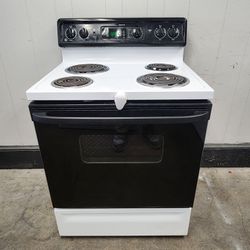 GE Black and White Coiltop Stove (Same-Day Delivery)