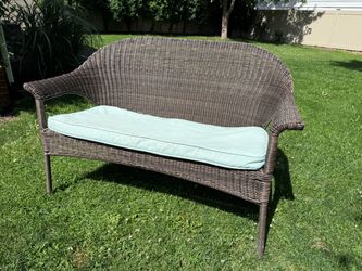 Wicker Patio Bench with Cushion