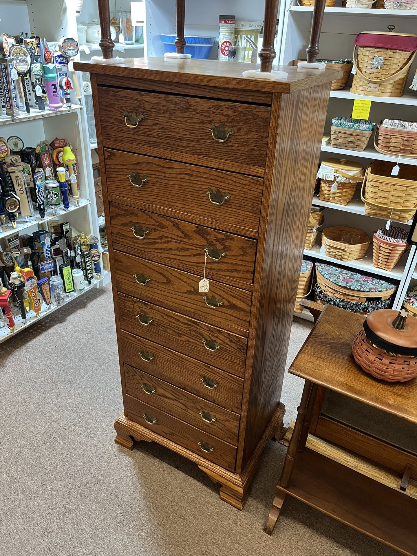 Antique Oak Tall Boy Dresser