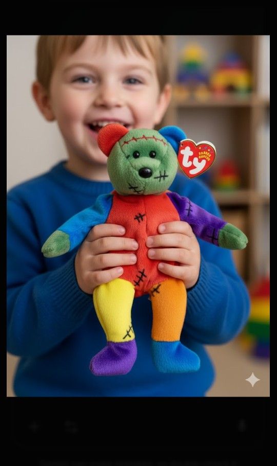 Vintage TY Beanie Baby - Frankenteddy Halloween toys bear Collection Teddy Bear size 8" 1/2 NEW with Tags