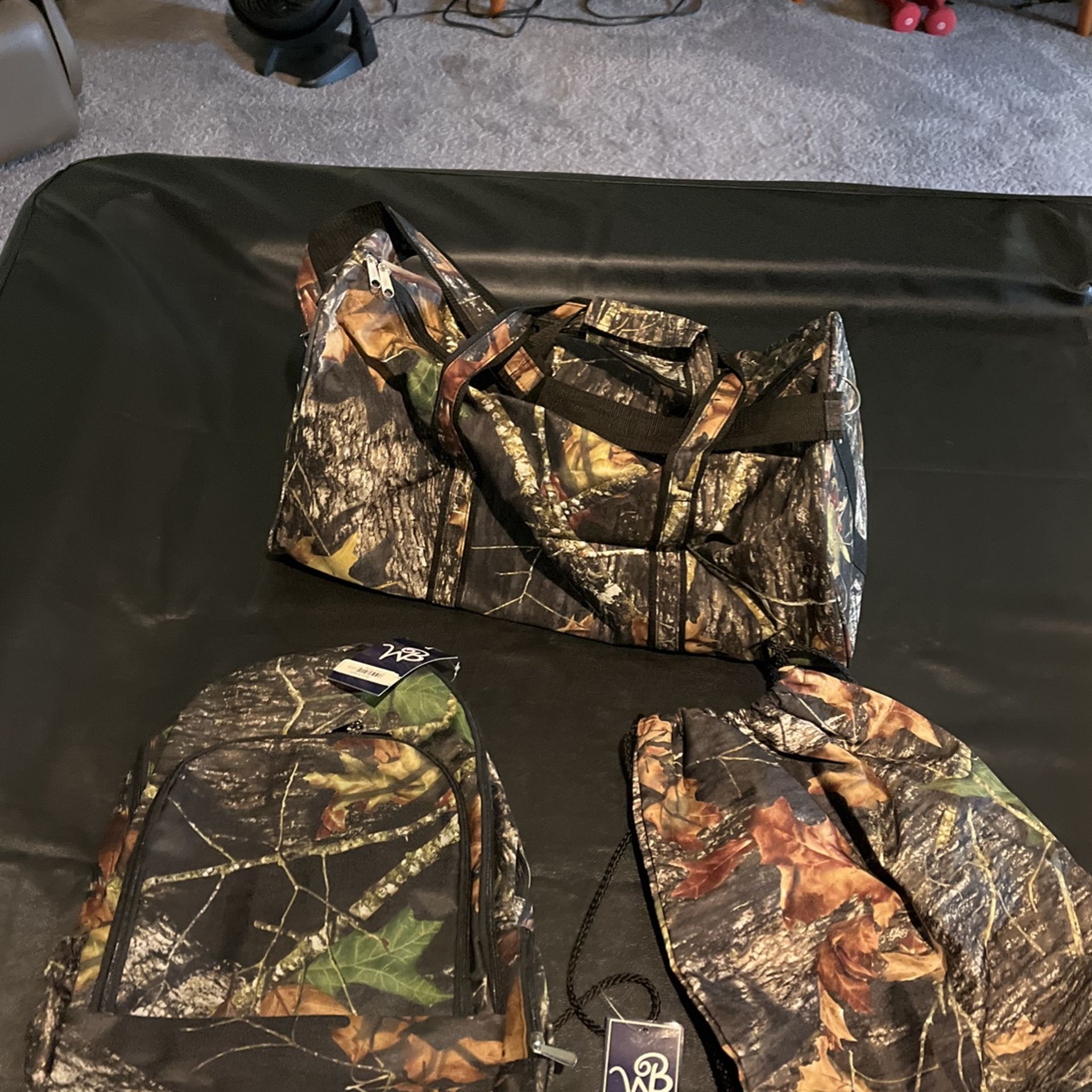 Coordinating Camo Duffle, Backpack And Gym Bag
