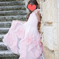 Girl photoshoot princess dress, flower girl, special occasion, Royal Roe pink dress.