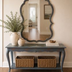 Vintage Distressed Blue Console Table
