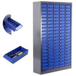 100-Drawer Heavy-Duty Steel Parts Storage Cabinet – Screw and Hardware Bin Organizer, Tool Component Storage with drawer compartment dividers and labe