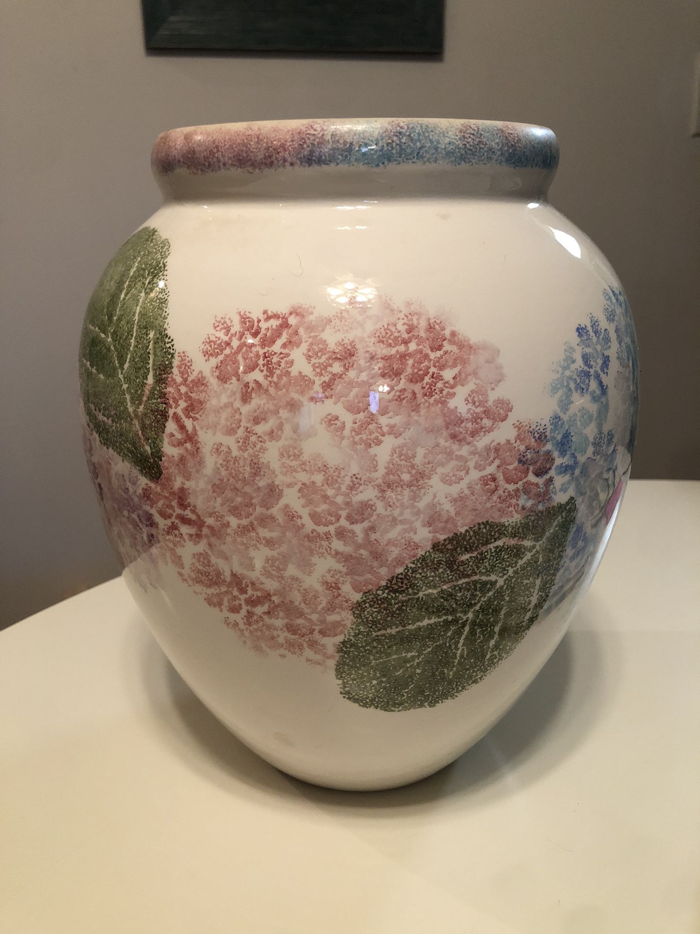 Decorative Vase with Pink, Blue, and Purple Flowers 