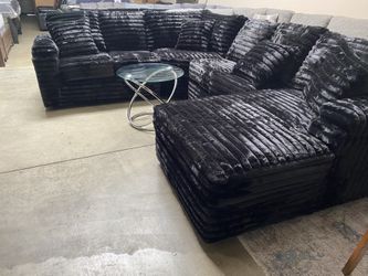 BLACK Custom Made Sectional Sofa Right or Left Facing wide Chaise Plush other colors available 130x100 