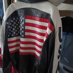 Michael Hobain North Beach USA Patriot 100% Leather Jacket