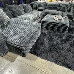 Fluffy Corduroy Sectional 