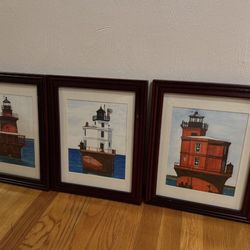Set of Three Chesapeake Bay Lighthouse Framed Art Prints