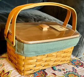 Vintage Longaberger Lunch Box Basket Combo - New Sealed WoodCrafts Lid, Liner & Protector #40229