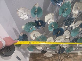 Metal tree wall hanging decor blue