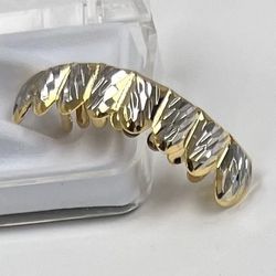 New High Quality  Custom 14k white Gold Plated Hip Hop top Teeth Grillz 