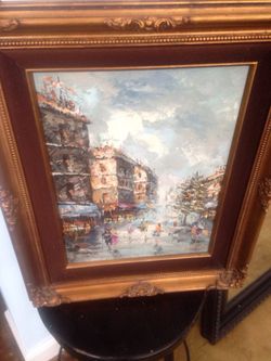 Oil painting vintage with gold frame