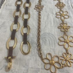 Vintage Ralph, Lauren Belt, Metal Gold Daisy Flower Chain belt
