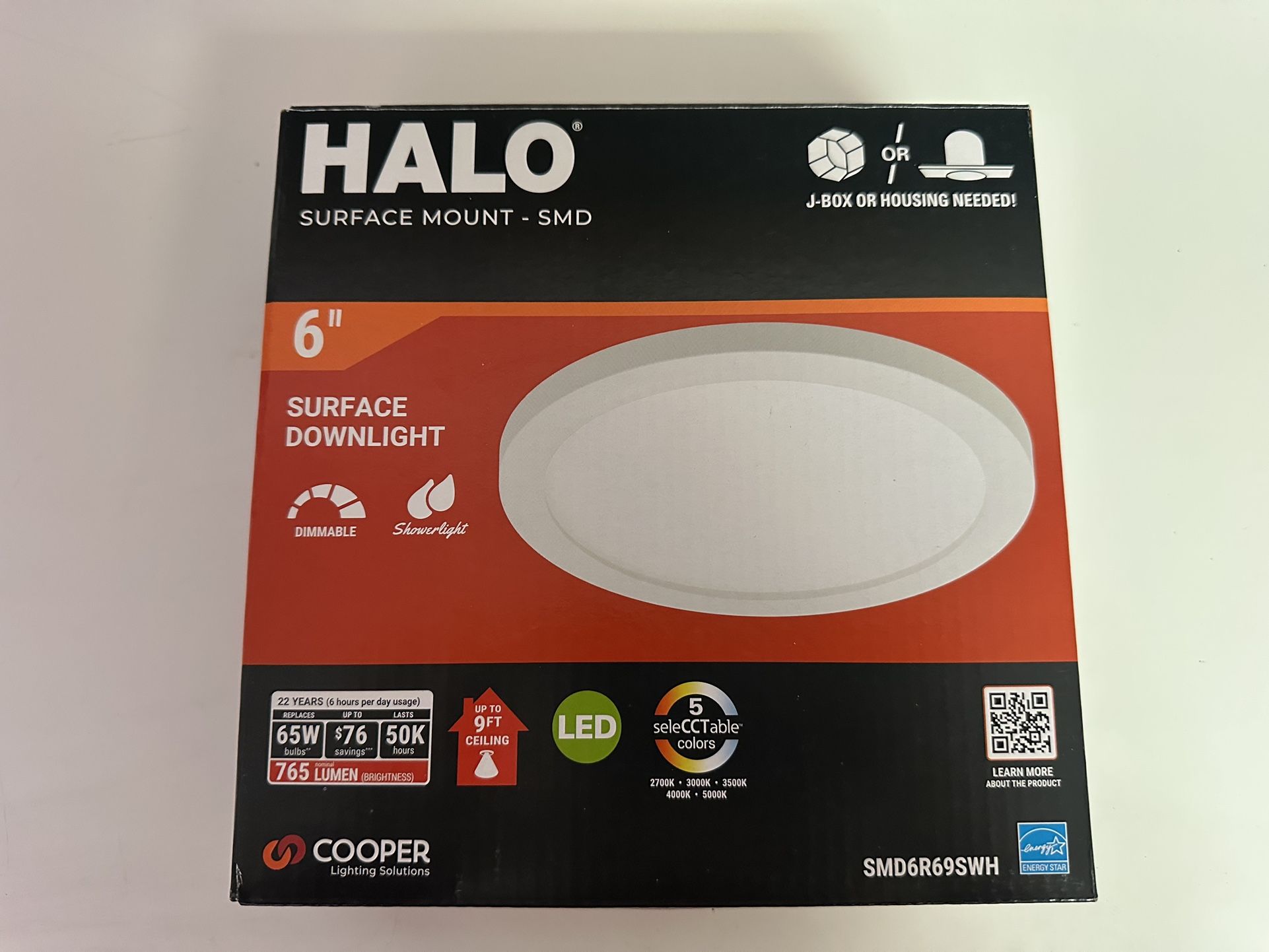 HALO 6” Surface Mount LED Downlight (Model SMD6R69SWH) – Brand New