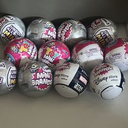 Mini Brands Lot Of 12 Balls - Series 3 (gray), Toy Series 2 (pink), Disney