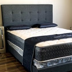 Queen Linen Bed Plus Queen Plush Mattress (Free Delivery )