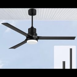 60 Inch Black Ceiling Fan With 10 And 24 Inch Down rod