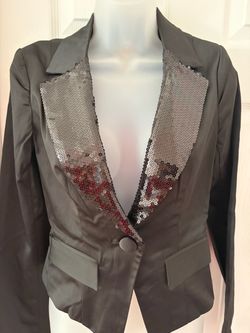 Candie's Black Satin Sequin Blazer
