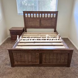 Queen Solid Wood Bed Frame And Nightstand $580