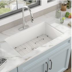 32 White Sink Undermount - Fulorni 32"x19" Kitchen Sink Dual Mount White Ceramic Porcelain Fireclay Rectangular Deep Single Bowl Sink Basin