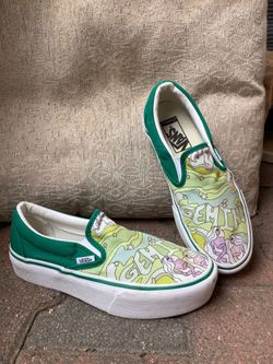 Vans Green Gemini Slip On Shoes Womens Size 7 Men’s 5.5