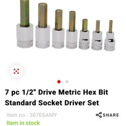 SnapOn 7 pc 1/2” Metric Socket Driver Set