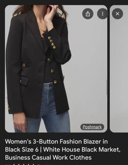 White House Black Market Black Blazer With A Gold Buttons Size 6 