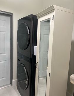 Pottery barn white mirrored cabinet and storage Pottery barn white mirrored cabinet and storage