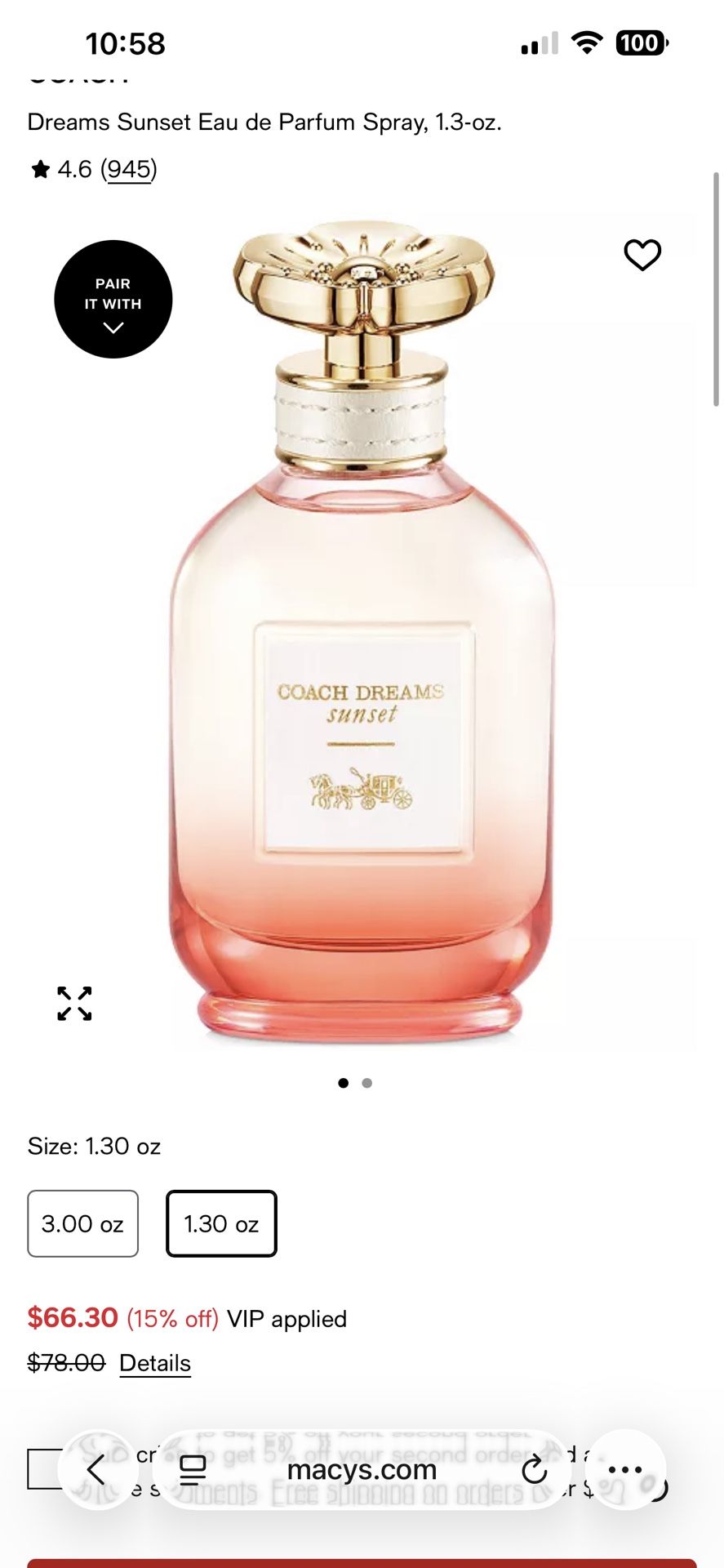 Coach sunset Perfume New And Sealed