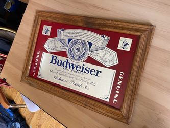 Budweiser Mirror and Metal Sign