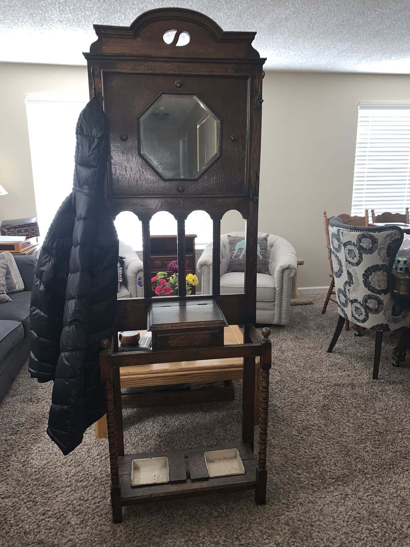 Antique Hall Tree w/ Umbrella Stand