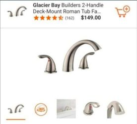 New Glacier Bay Builders 2-Handle Deck-Mount Roman Tub Faucet in Brushed Nickel.  Retails $165 With Taxes!