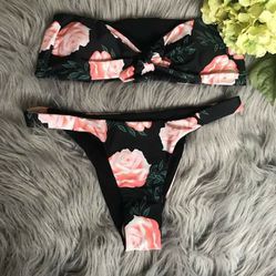 Strapless Bikini Brazilian Bikini Print Floral 👙