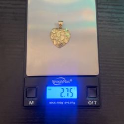 gold 10k nugget heart pendant 