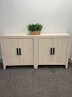 63" Set of 2, 2-in-1 Buffet Cabinet with Storage, Kitchen Sideboard with Adjustable Shelf & Door, Modern Farmhouse Credenza, Coffee Bar for Kitchen & 