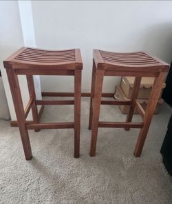 Set of 2 Wood Bar Stools