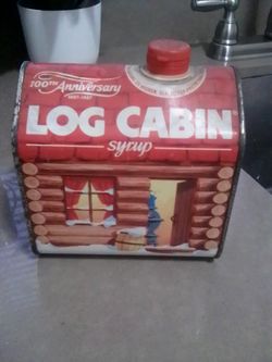 Vintage Log Cabin Syrup Tin
