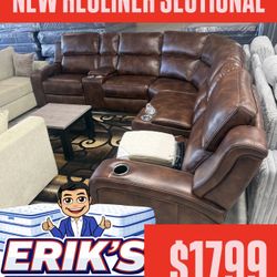 Seccionales De Piel Reclinables Eléctricos / New Electric Recline Leather Sectional 