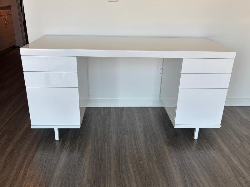 CB2 stairway modern white 6 drawer desk