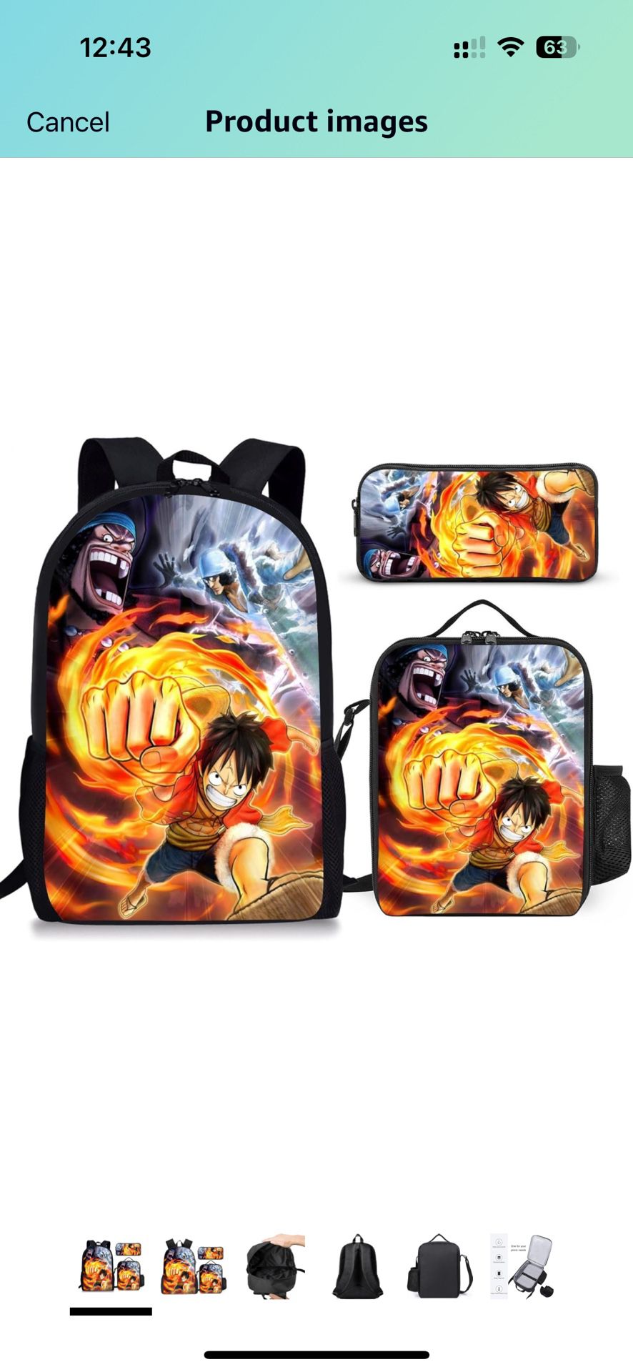 Anime Backpack Set Lightweight Laptop Backpack with Insulated Lunch Bag And Pencil Case for Boys Girls Travel Bag