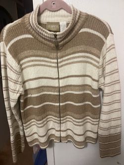Liz Claiborne Striped Zip-Up Sweater