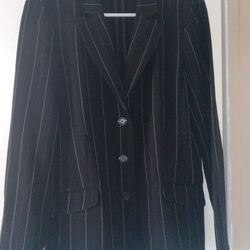 Black Blazer with White Pin Stripes Size 12