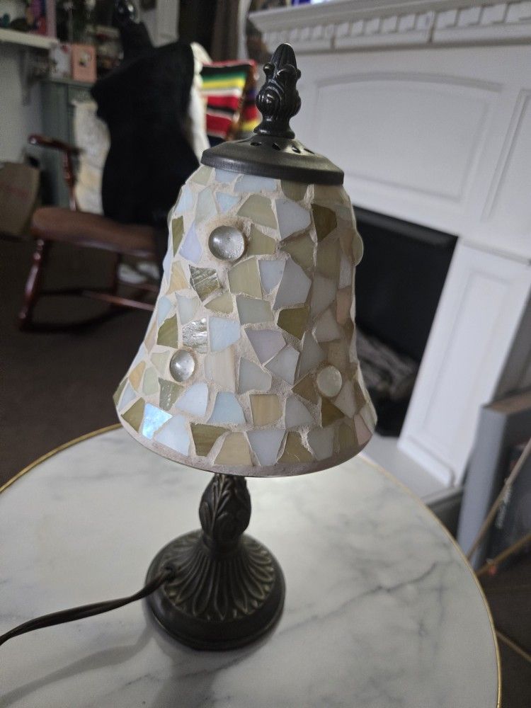 Pendant Mosaic Art Tile Glass Lamp Light Cream